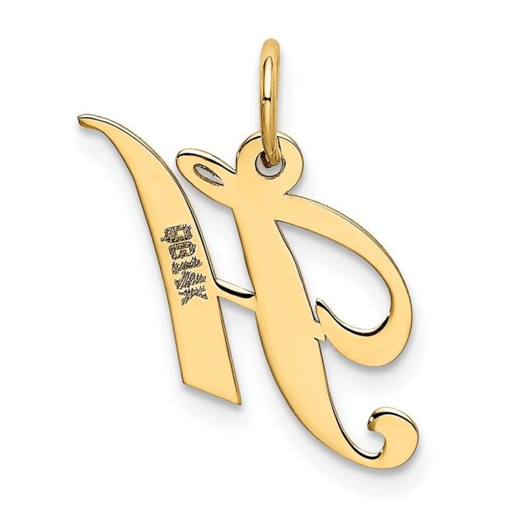 10k Yellow Gold Small Fancy Script Initial H Charm - image 8